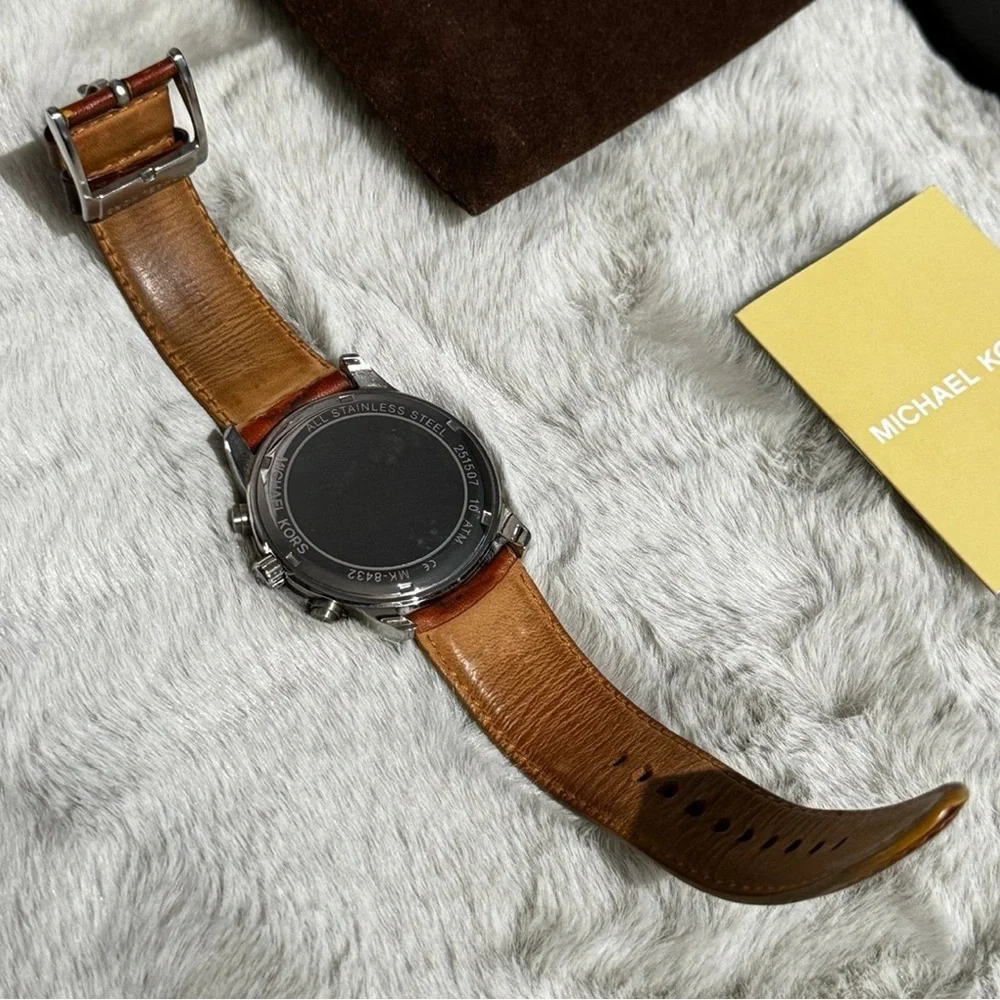 Michael Kors Silver and Brown Chronograph Watch